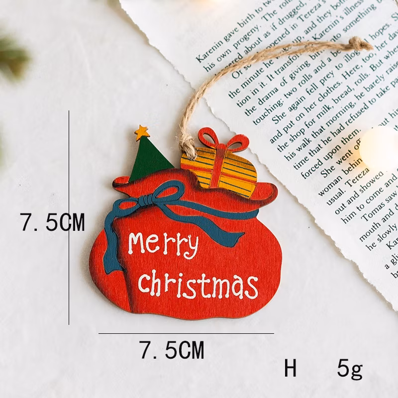 Wooden Christmas Decoration Pendant Christmas Tree Adornment Charmsanta Claus Sock Pendant