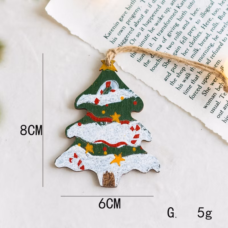 Wooden Christmas Decoration Pendant Christmas Tree Adornment Charmsanta Claus Sock Pendant