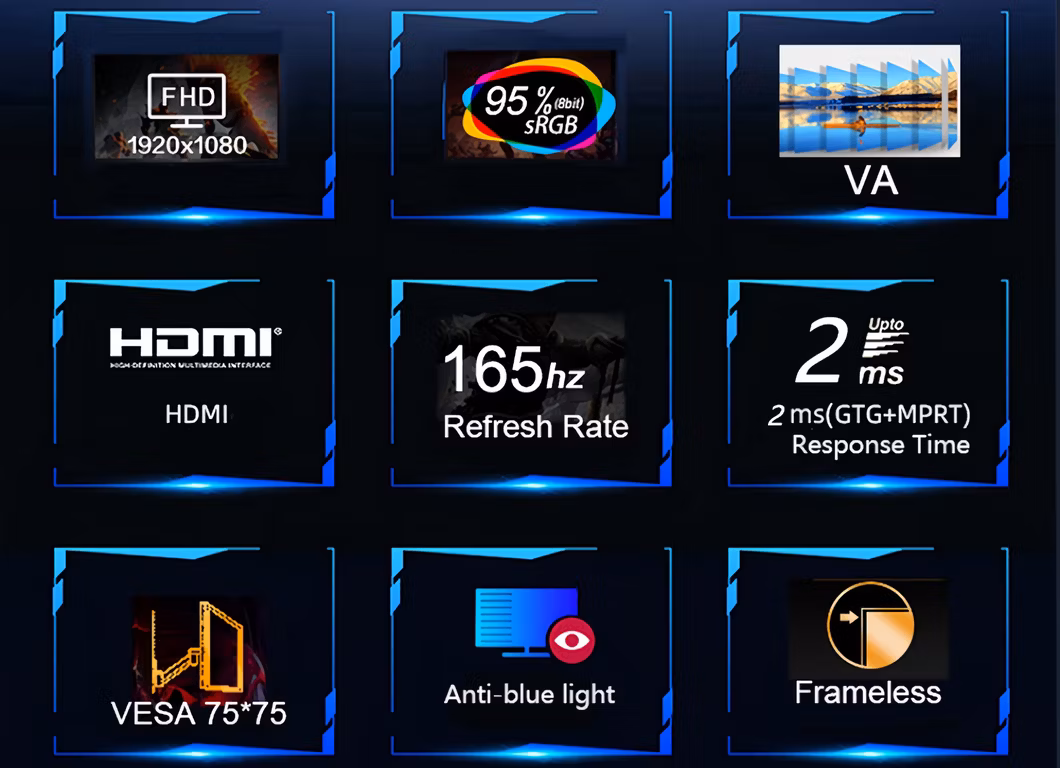 23.8 Inch Game HD Resolution 1920*1080 Gaming Monitor VGA DVI Curved Screen