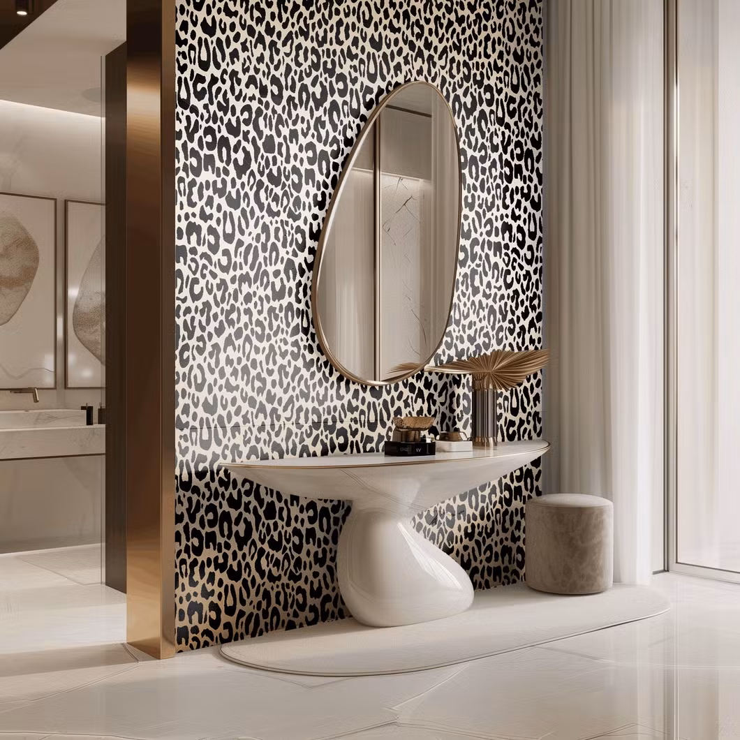 Digital Printing Vinyl Waterproof Wallpaper / Customized Non-Woven Wallpaper for Home Decoration - Leopard Interior Wallpaper - Commercial and Residential