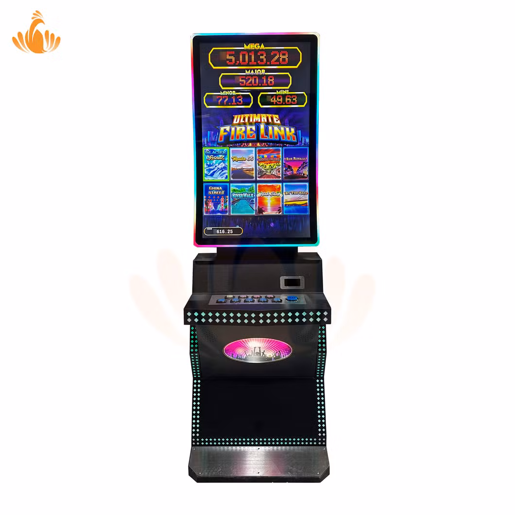 New Produce Capacitive 43 Inch 4K HD Screen Curved J-Shaped Touch Gaming Monitor Game Slot Casino Machine with LED Luminous Aluminum Edge