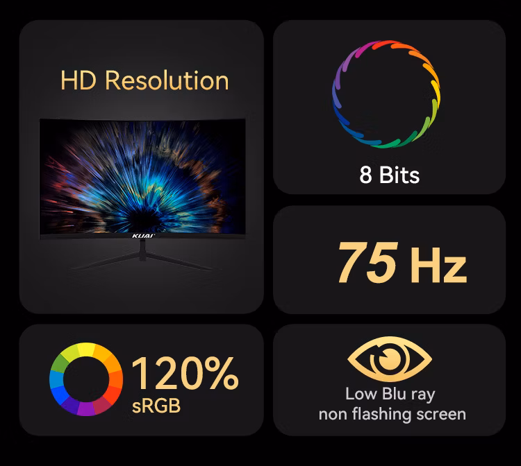 Customized Curved/Flat Screen Display Monitor 22 24 27inch 2K FHD 75Hz LCD Display Screen IPS/Va LED Desktop PC Computer Monitor Business Gaming PC Monitor