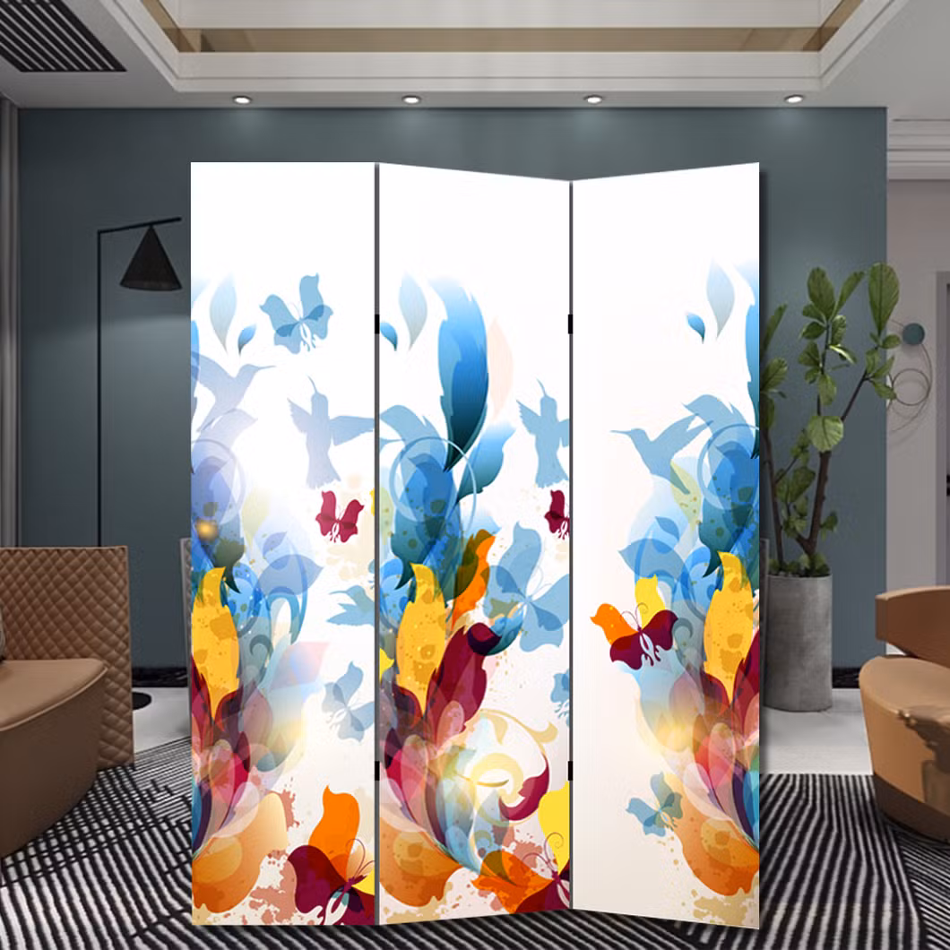 Factory 3 Panel Flower SPA Folding Movable Frameless Garden Room Dividers LED Flexible Partitions Screen with Waterproof Canvas