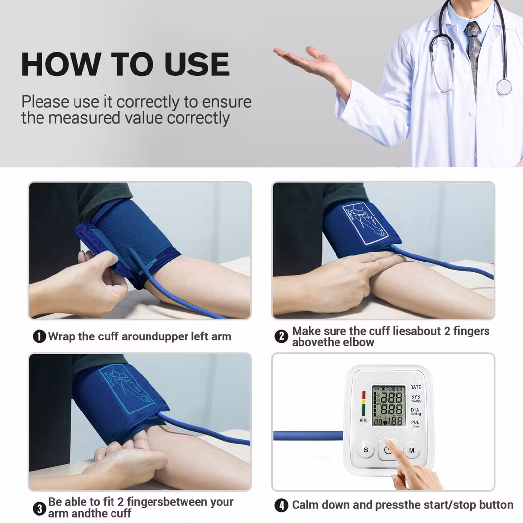 Hot Selling Bp Monitor Customization LED Large Curved Screen Digital Blood Pressure Machine Electric Blood Pressure Monitor