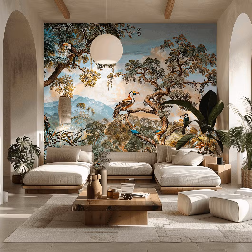 Digital Printing Vinyl Waterproof Wallpaper / Customized Non-Woven Wallpaper for Home Decor - Panoramic Parks and Hills Wallpaper - Commercial and Residential