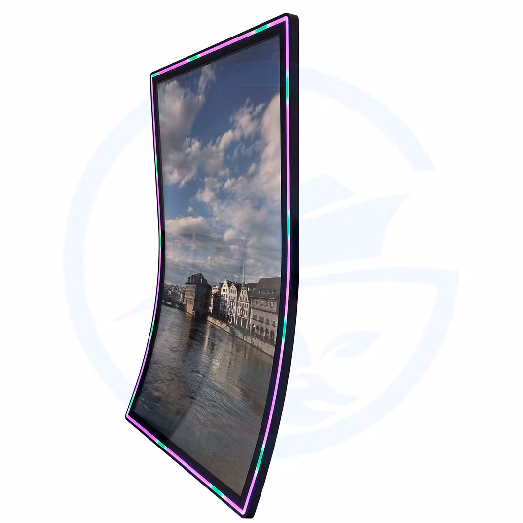New Produce Capacitive 43 Inch 4K HD Screen Curved J-Shaped Touch Gaming Monitor Game Slot Casino Machine with LED Luminous Aluminum Edge