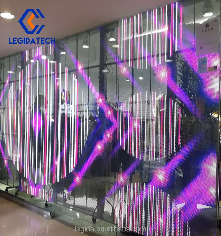 Legida P7.5 P10 P15 Full Color Indoor PCB Board Flexible LED Film Soft Curved Curtain High Transparent LED Screen