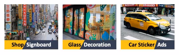 PVC Self Adhesive Vinyl Manufacturer 80mic/120GSM,100mic/140GSM White/Clear/Black/Grey Eco Solvent Ink UV Digital Printing Vinyl for Car/Bus Vehicle Advertising