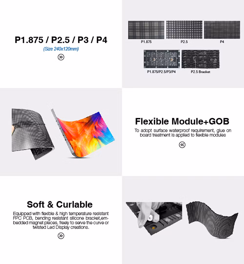 Full Color Flexible LED Curved LED Display Panel Screen Display RGB for Indoor Outdoor P4.81