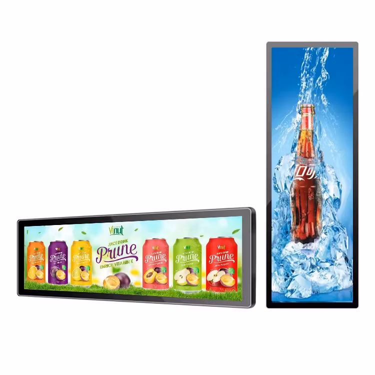 TFT LCD Strip Advertising Machine Shelves Bus Hospital Subway Elevator Wall Hanging Display LED High Definition Long Strip Screen