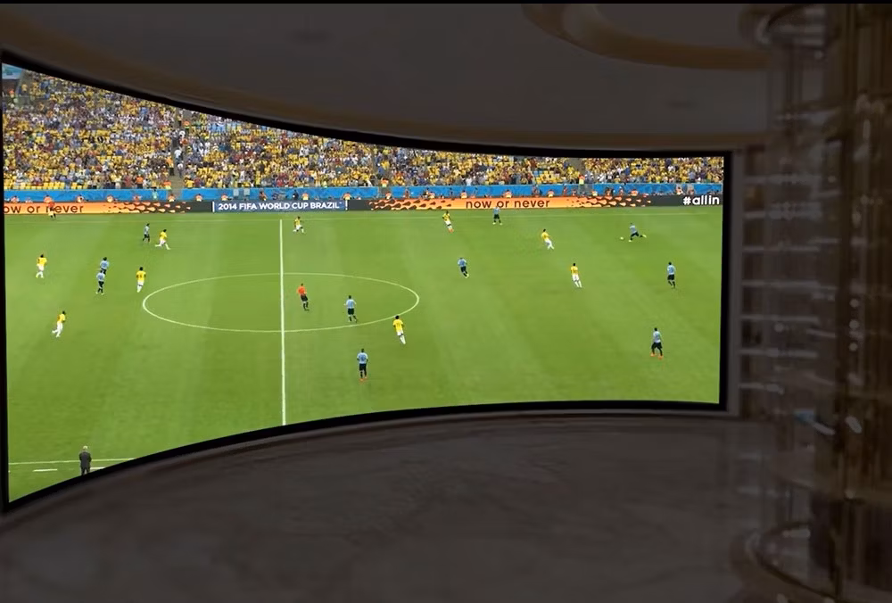 180 Inch Acoustically Transparent Silver Fabric Cinema Curved Fixed Frame Projector Screen