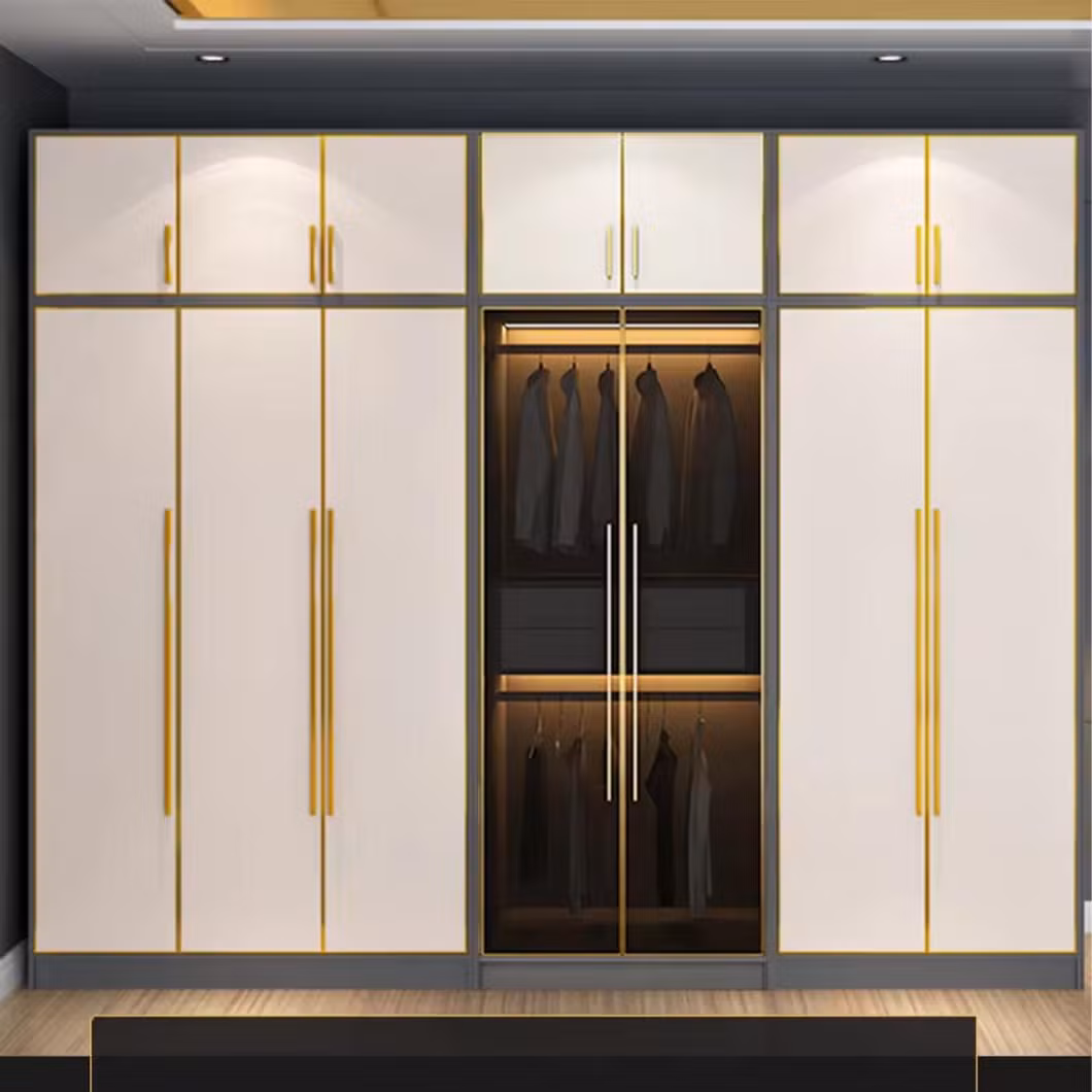 Dark Grey Custom Made Melamine Sliding Door Bedroom Wardrobe Design