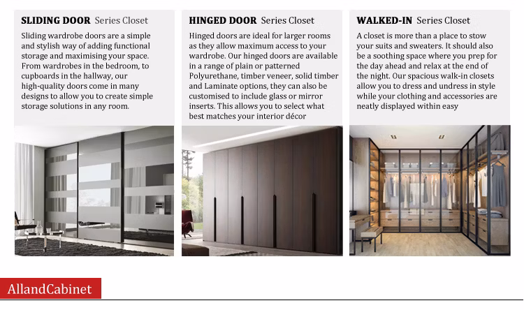 Allandcabinet Luxury Design Modular Bedroom Wardrobe White Plywood Walk in Closet with Mirror for Bedroom