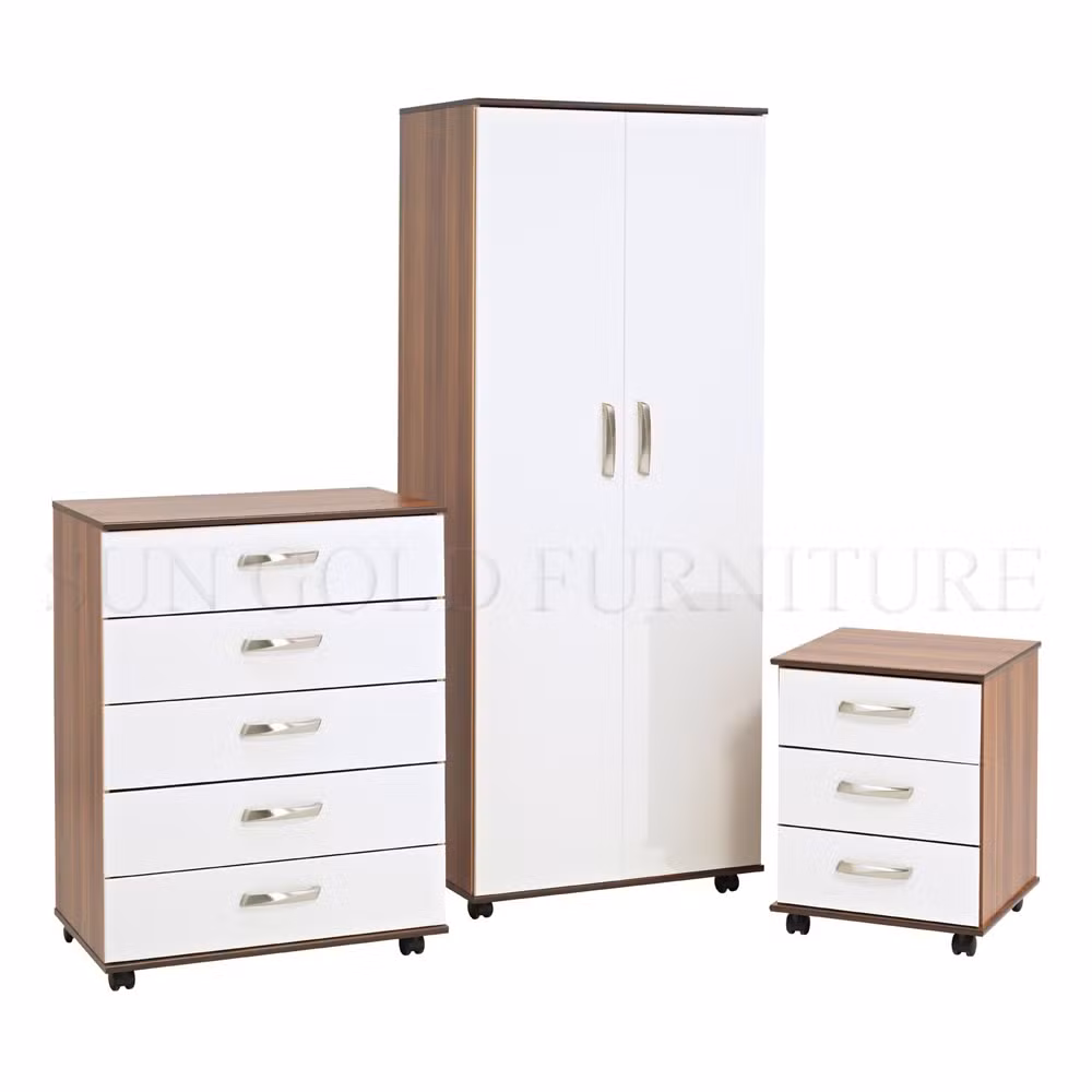 Factory Outlet White Wood Wardrobe with Sliding Door Storage Cabinet
