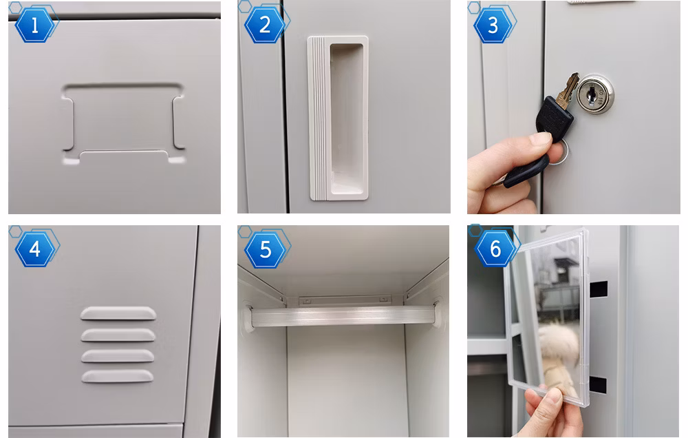 3/6/9 Door Metal Locker Wardrobe with Leg Steel Storage Locker