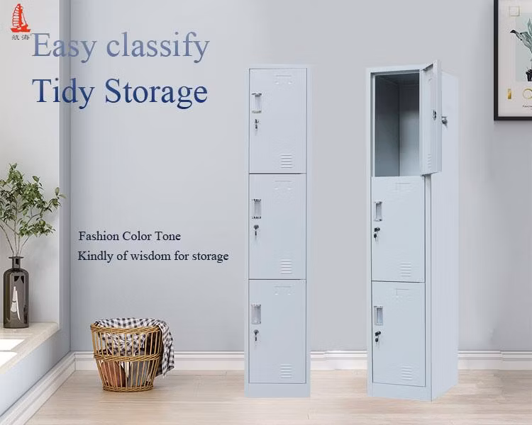 Metal Industrial Change Room White Steel Wardrobe 3 Door Closet
