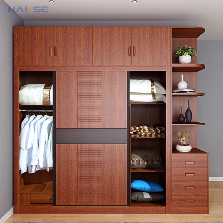 Cheap Modern Bedroom Furniture Design Melamine Board Cloth Wardrobe Designs