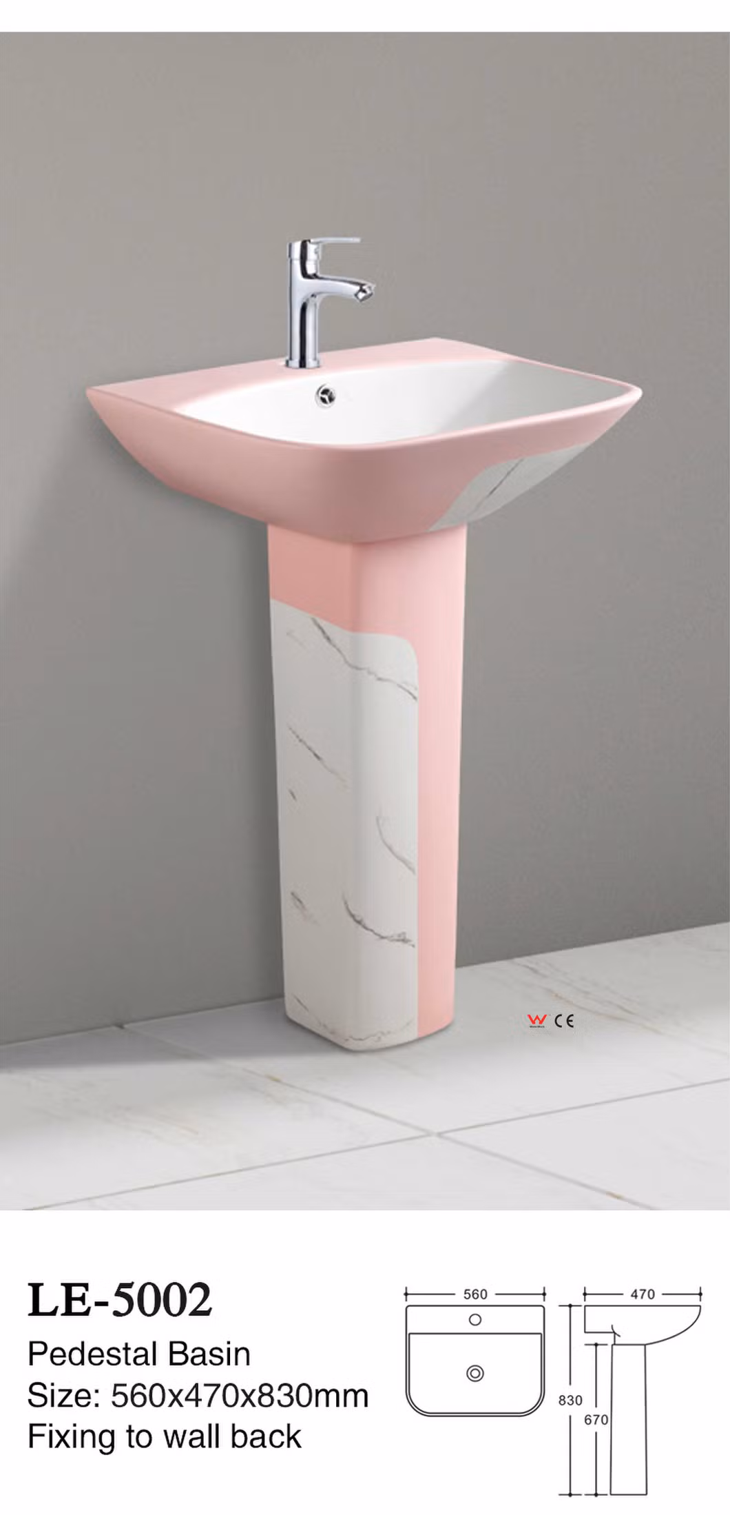 Back to Wall Flush Toilet Black Color Watermark Toilet Water Closet 2280-as