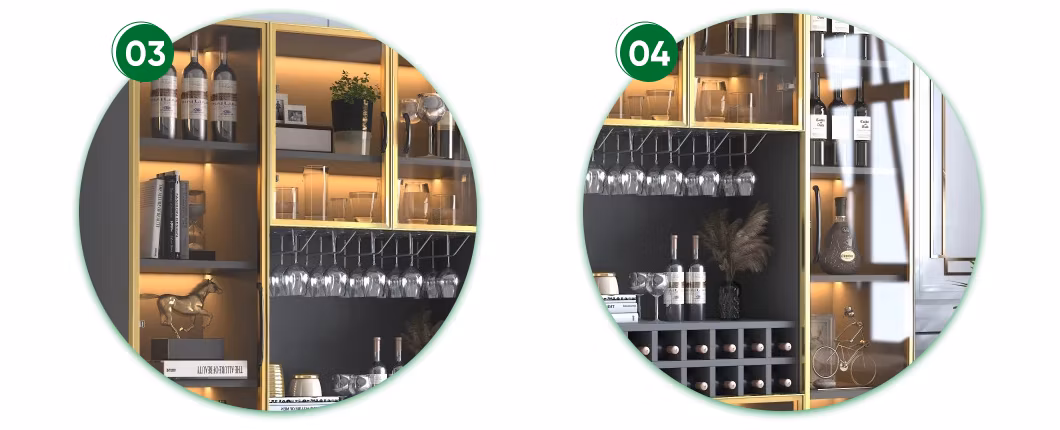 5-Tier Corner Wine Rack Cabinet with LED Light