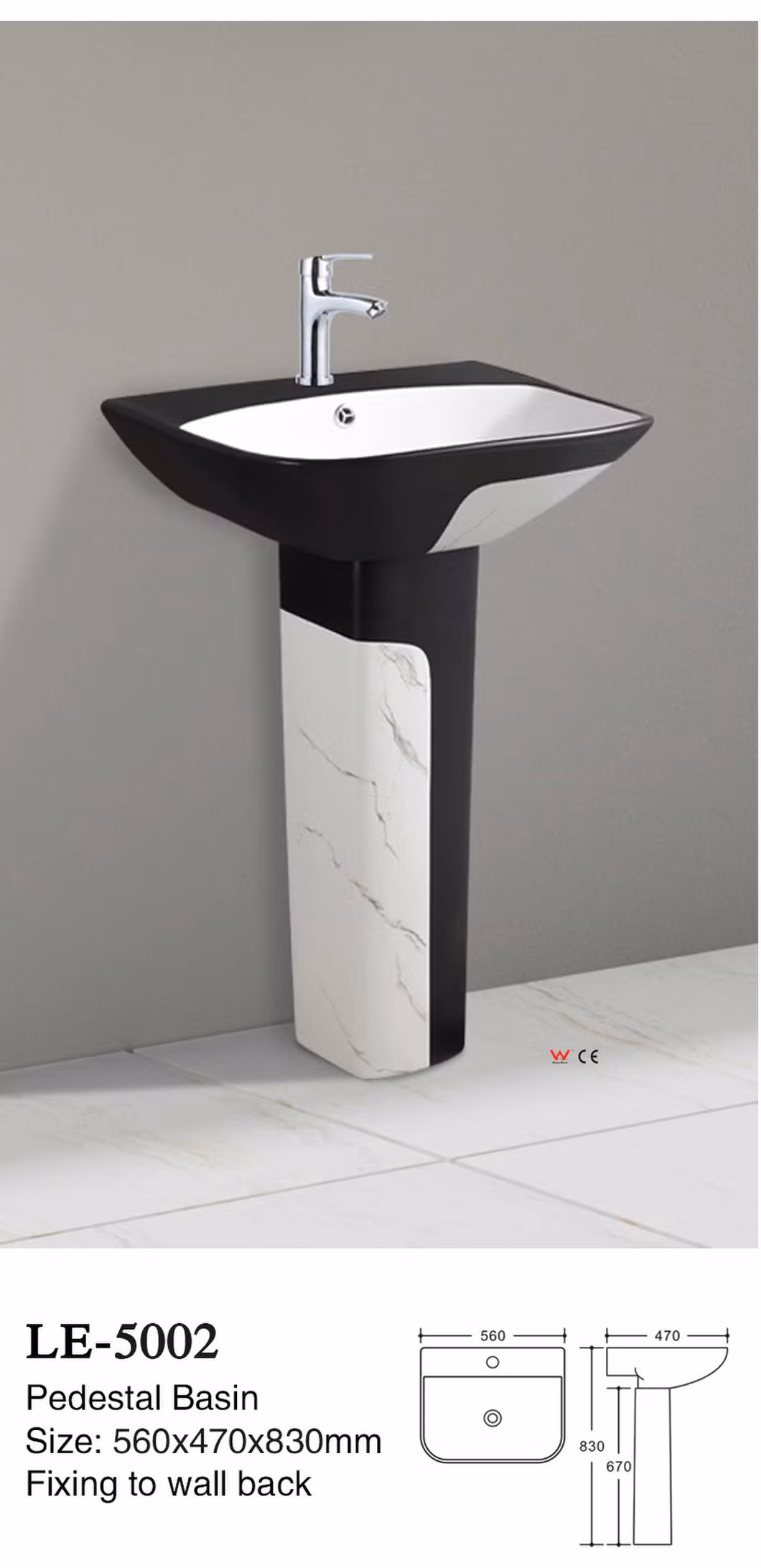 Back to Wall Flush Toilet Black Color Watermark Toilet Water Closet 2280-as