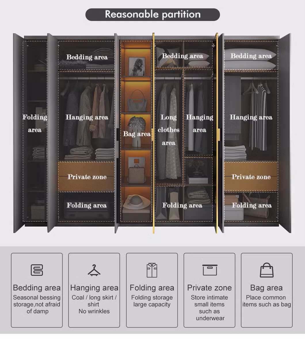 PA Customized Modern Clothes Design Bedroom Furniture Three Door Mobile Closet Wooden Cabinet Sliding Door Wardrobe