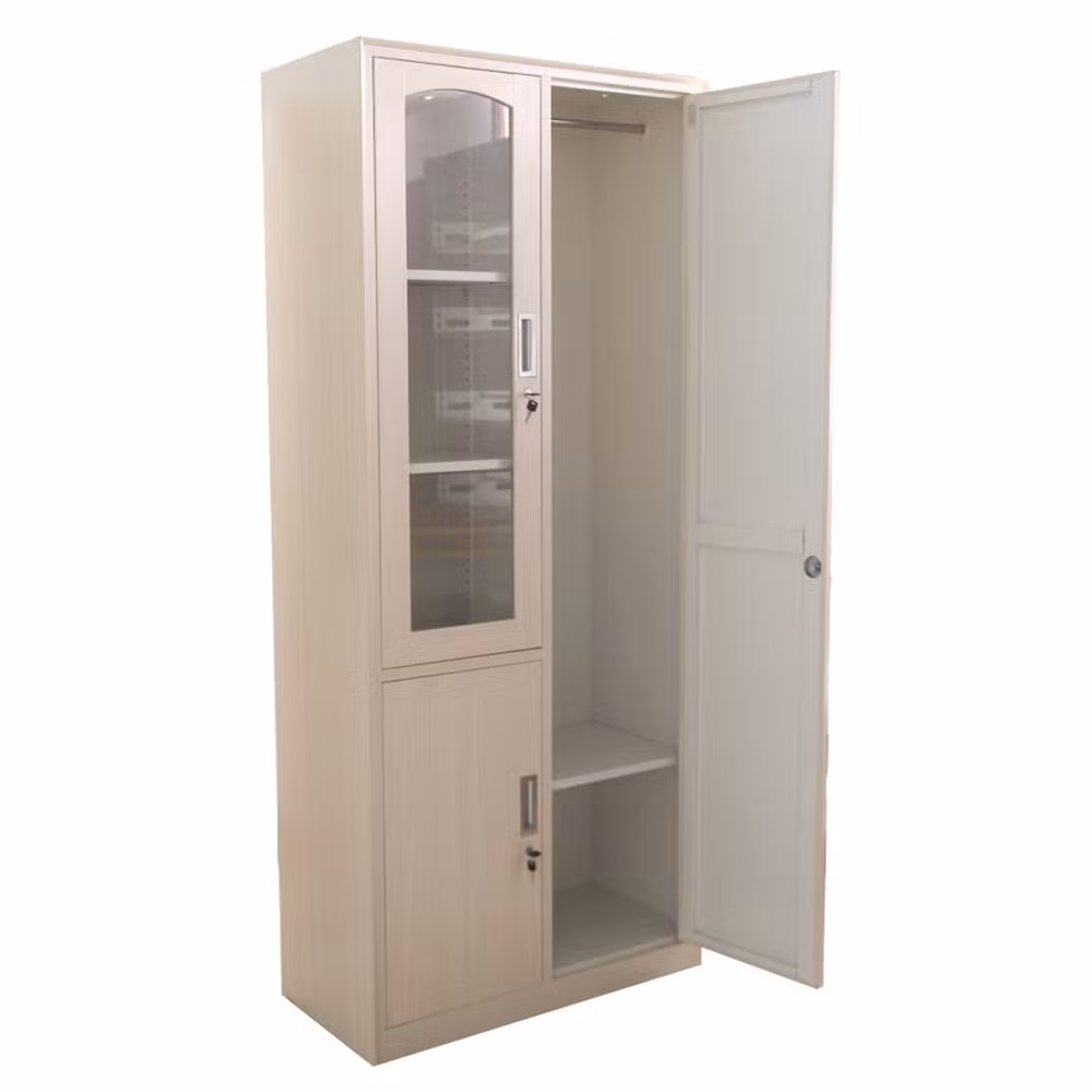 Home Armoire Manufacturer Kd Steel Wardrobe Cabinet Used with Mirror