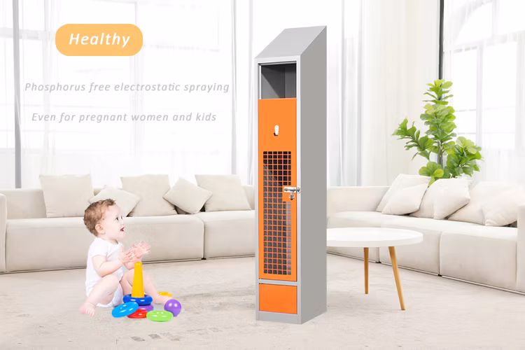 Customized Inclined Top Grid Single Door Locker Warehouse Steel Staff Wardrobe for Factory