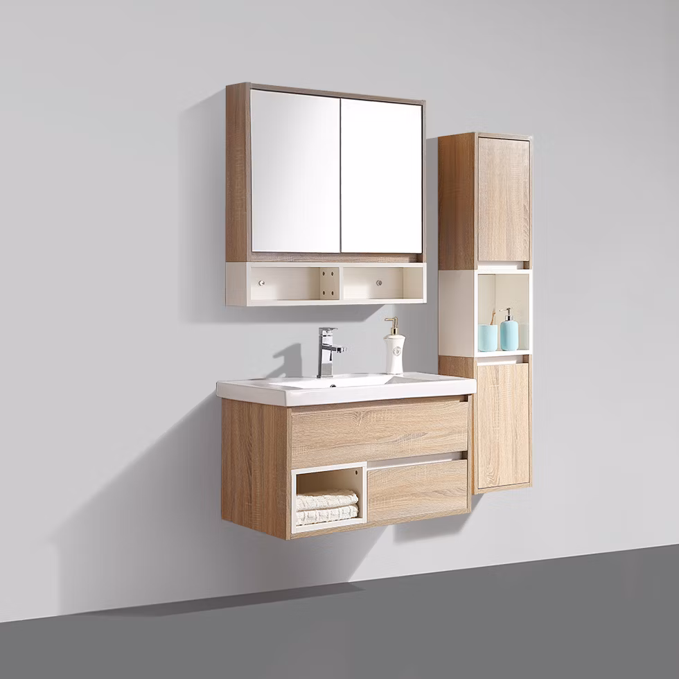 2022 New Design Black Hanging Wenge Double Sink Bathroom Vanity Set Modern Wall Mounted Cabinet Furniture Ceramic Basin LED Mirror Bathroom Vanity Cabinet