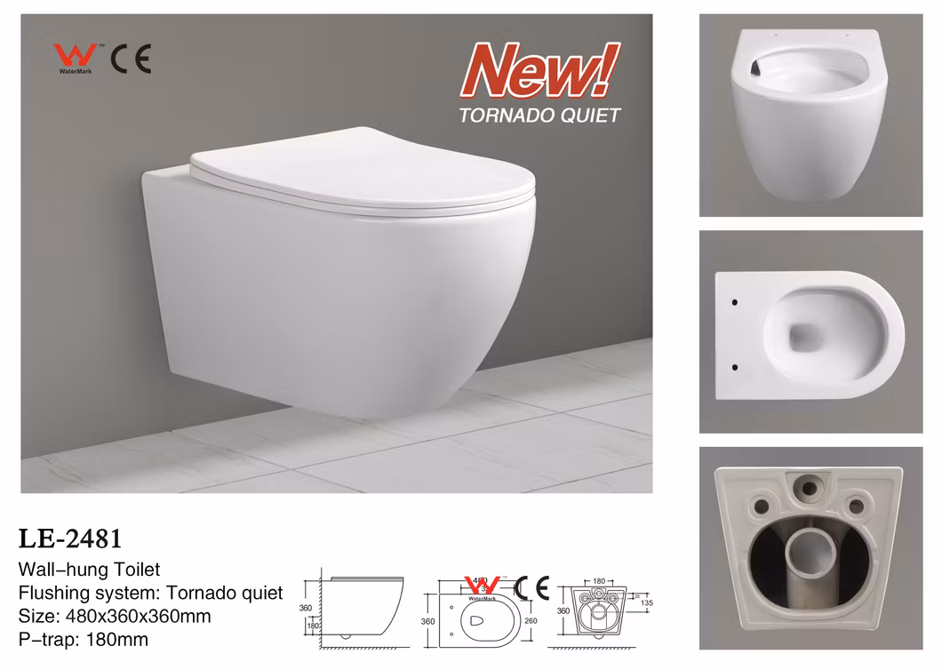 Back to Wall Flush Toilet Black Color Watermark Toilet Water Closet 2280-as