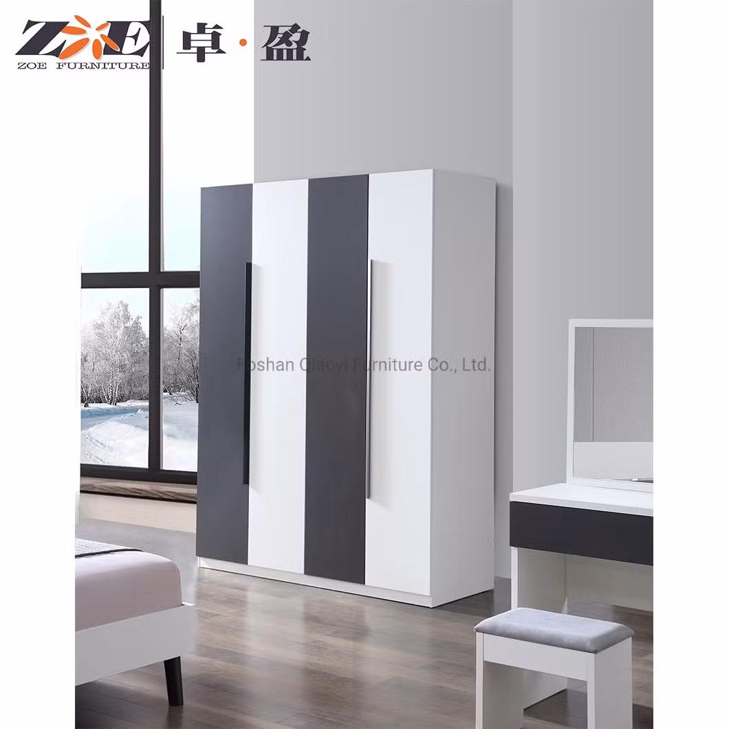 China Home Furniture Manufacturer Bedroom Standard MDF Plywood 4 Doors Wardrobe