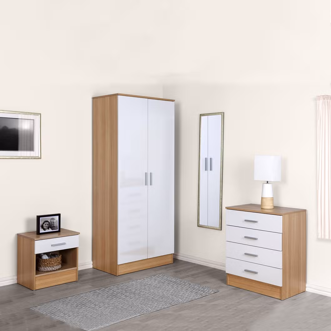 Wood High Gloss Furniture Nightstand Chest Dresser Wardrobes Minimalist Modern Bedroom Set