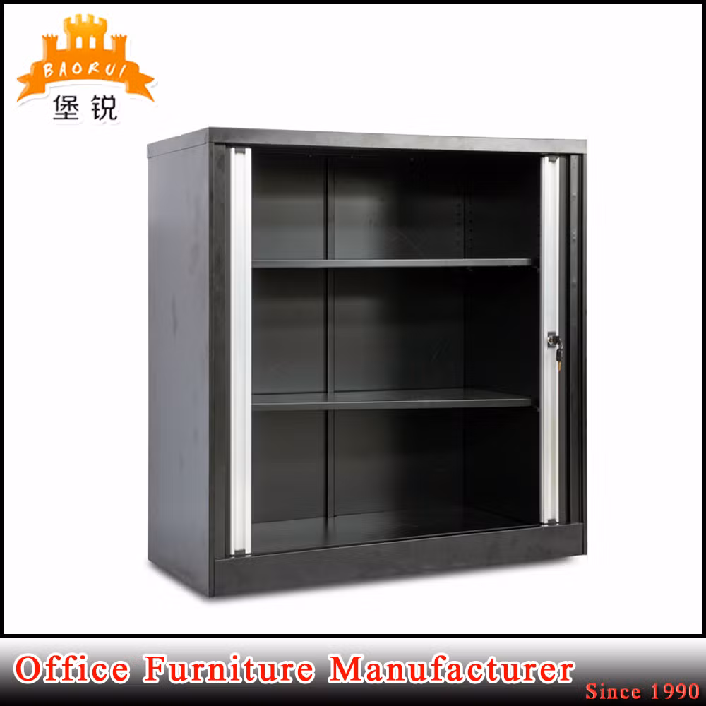 Black Color Half Height Filing Almirah Cabinet Steel Tambour Door Cupboard