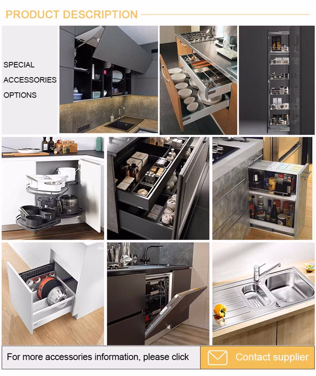 Modern Luxury Free Sample High End Design PVC Kitchen Cabinets Laminated Plywood Retro Industrial Kitchen Cabinet