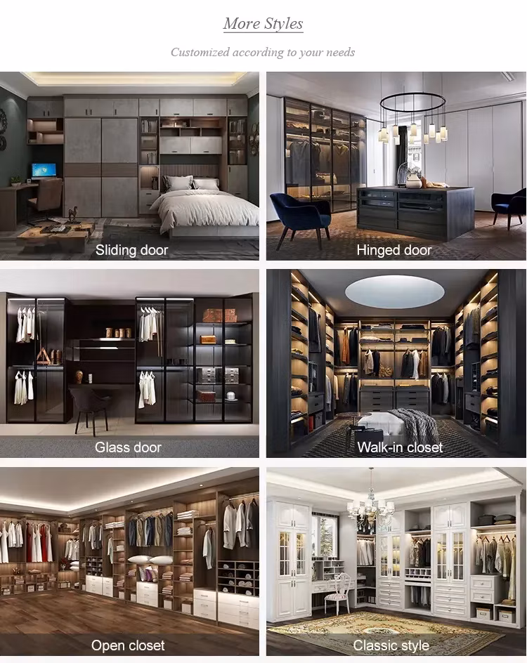 Foshan Professional Customize Solid Wood Wardrobes Modern Home Bedroom Furniture Combination Wardrobe