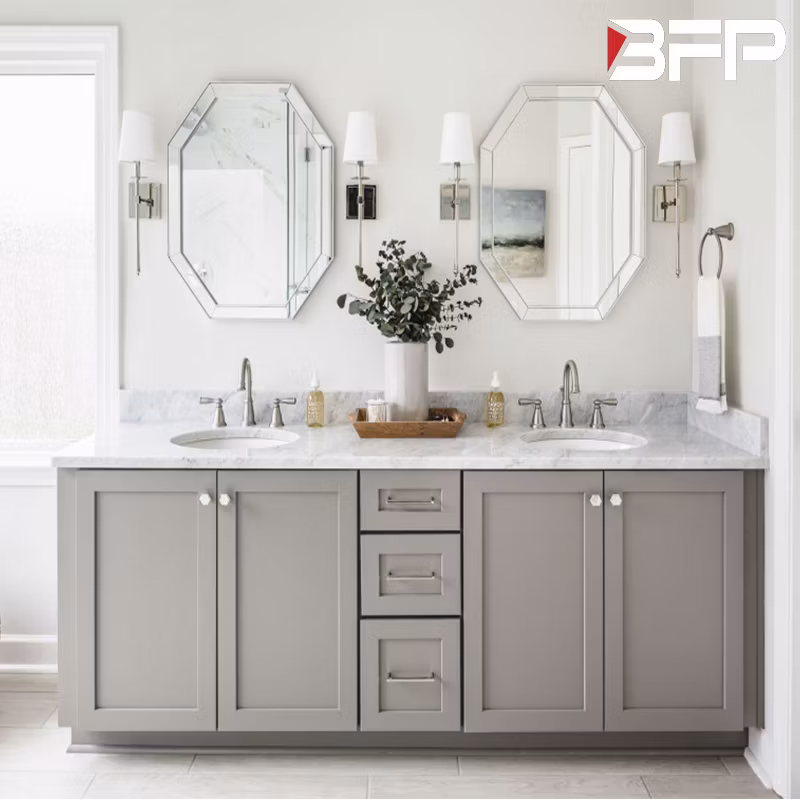 Full-Customized Design Vanity Cabinets in Shaker with Under-Mount Ceramic Sink