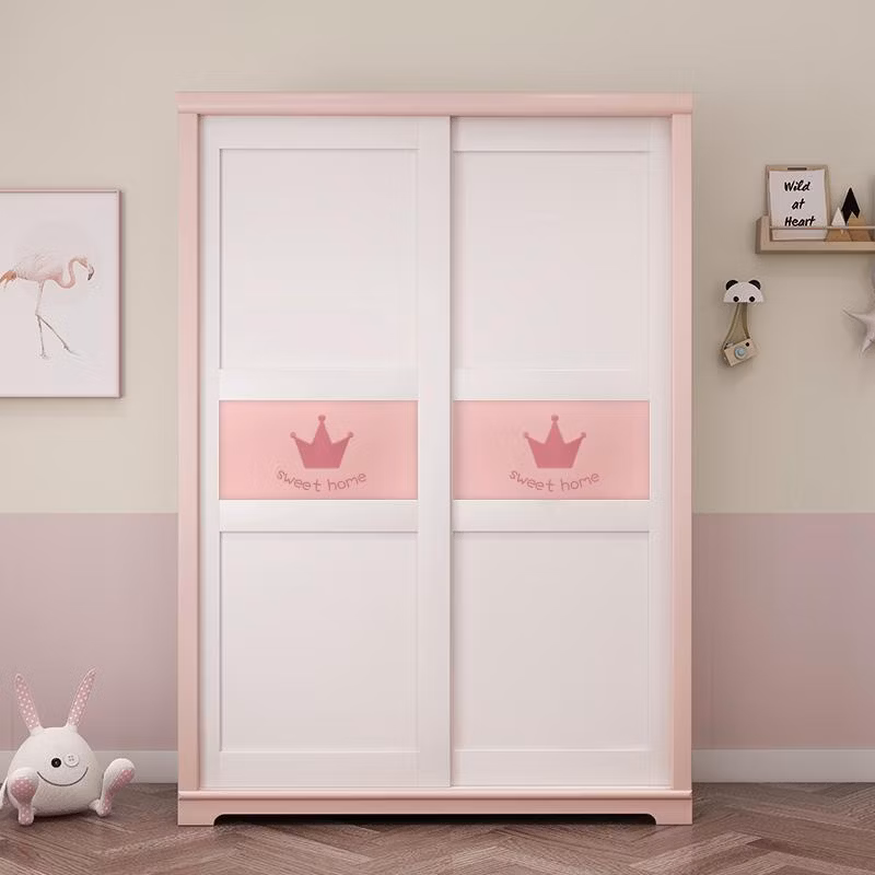Factory Outlet White Wood Wardrobe with Sliding Door Storage Cabinet