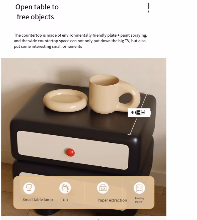 Atunus Nordic Minimalist Home Bedroom Room Nightstand Wabi Sabi Vintage Wooden Bedside Table Cabinet with 2 Storage Drawers