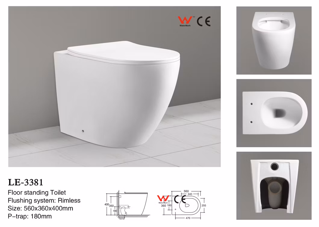 Back to Wall Flush Toilet Black Color Watermark Toilet Water Closet 2280-as