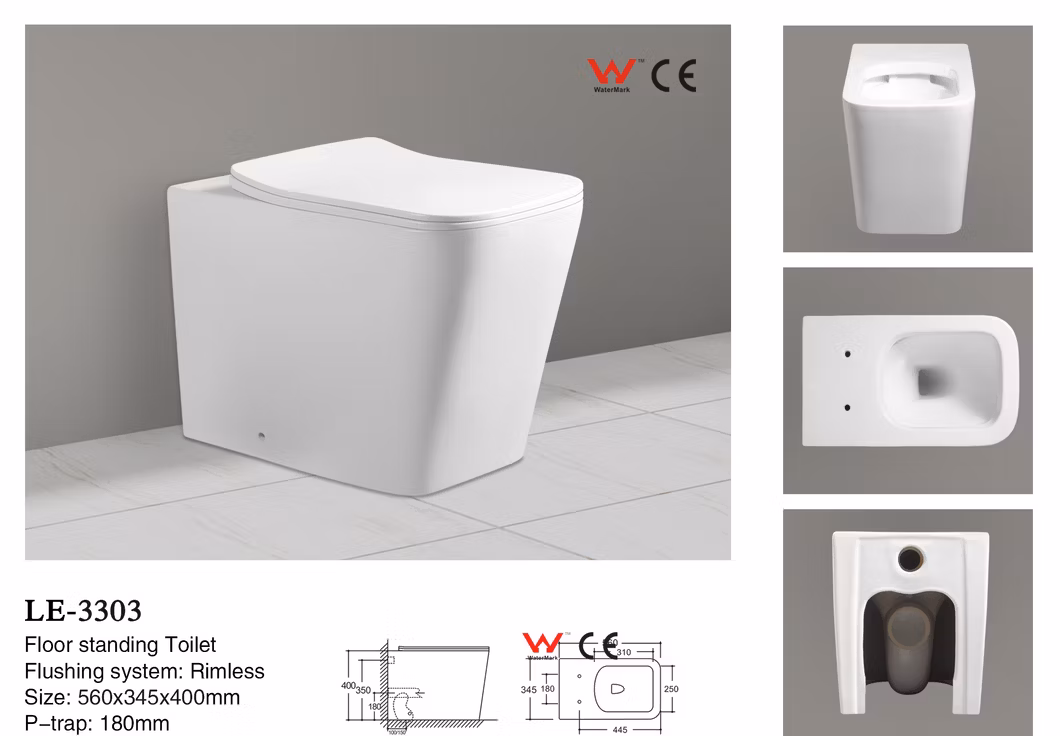 Back to Wall Flush Toilet Black Color Watermark Toilet Water Closet 2280-as