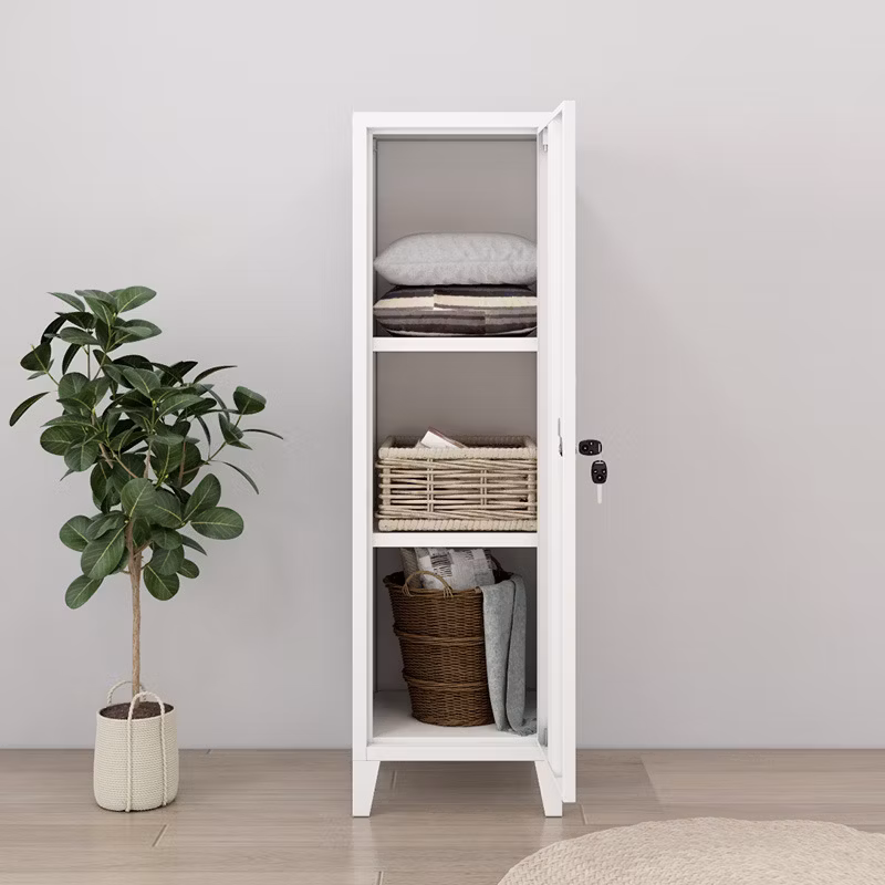 Home Use Metal Single Door Room Storage Cabinet Steel Mini Wardrobe