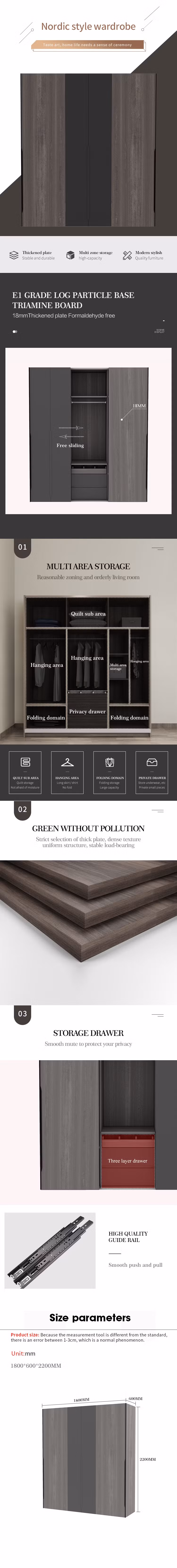 Modern Portable Bedroom Home Wooden Designer Cloth Closet Wardrobe