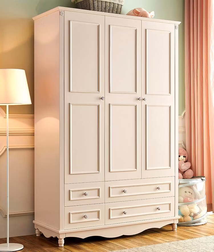 Factory Outlet White Wood Wardrobe with Sliding Door Storage Cabinet