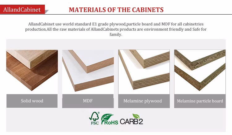 Allandcabinet Stylish Design Multi Style Wood Veneer Slab Panel Melamine Board Glass Door Custom Kitchen Cabinets with Marble