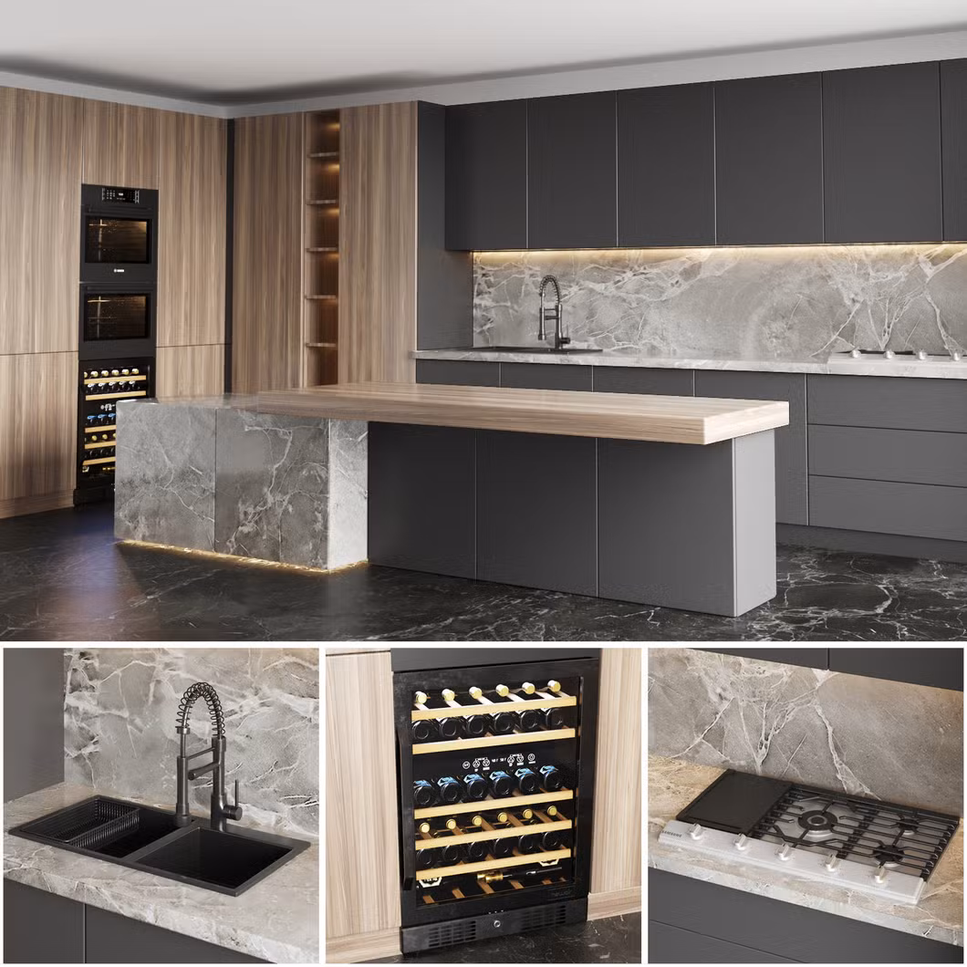 Customized Kitchen Cabinet Ready to Assemble Lacquer Kitchen Cupboard Corner Design