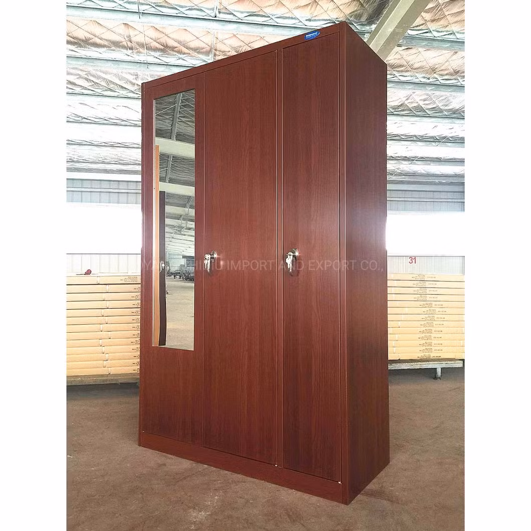 Bedroom Wardrobe with Mirror Steel Almirah Storage Locker Closet Cabinet Metal Furniture
