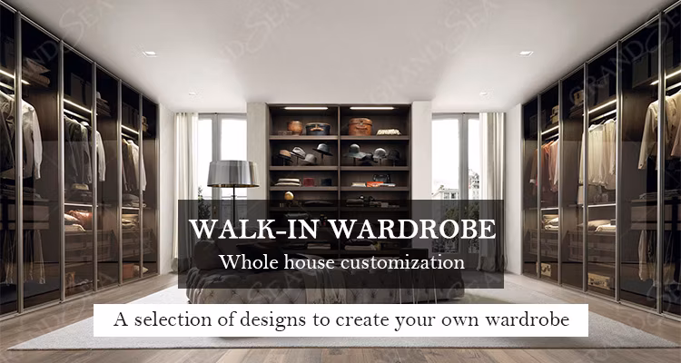 Whole House Custom Modern Design White Color Built-in Open Wardrobe Closet