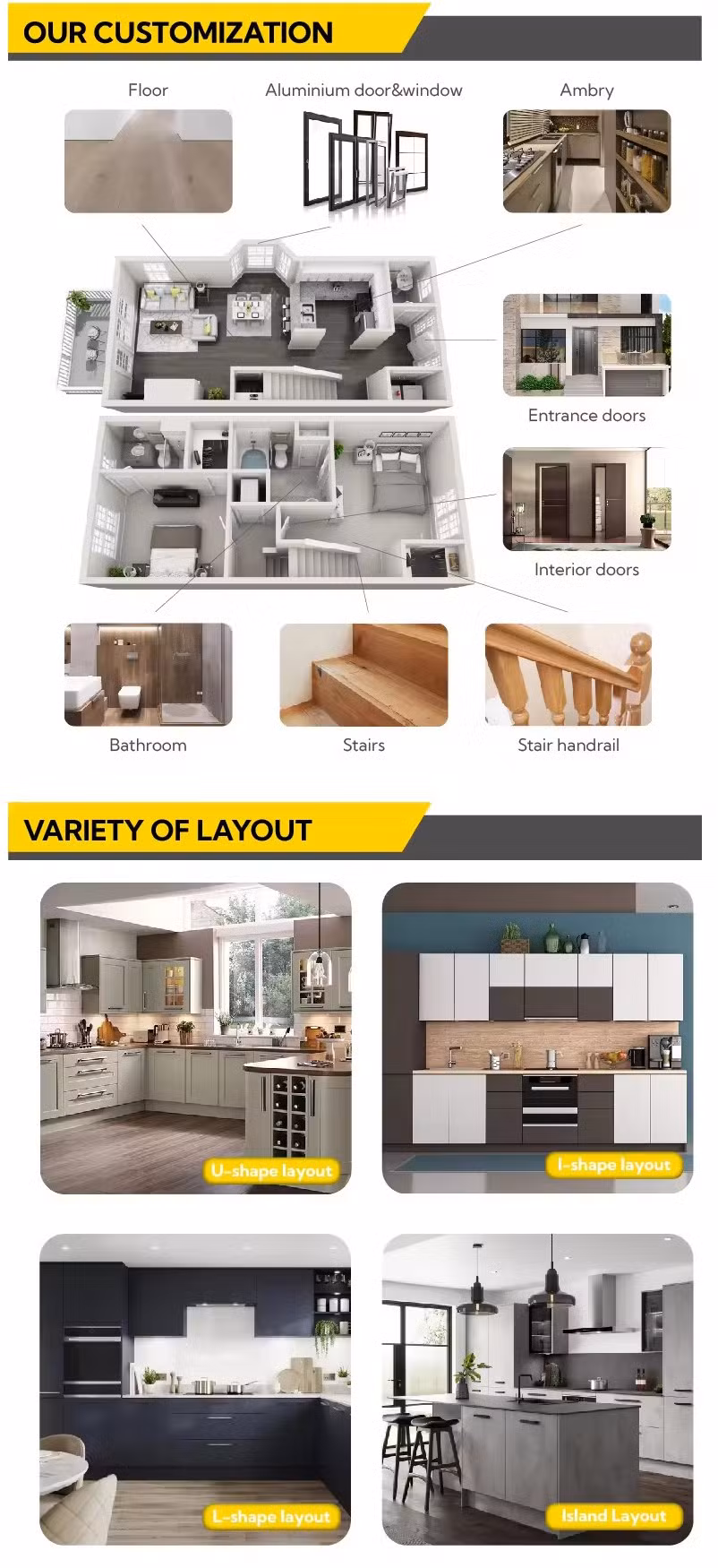 High End Wood Shaker Design Kitchen Cabinet with Lacquering Finished