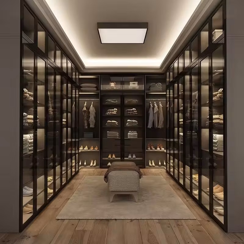 Dark Grey Custom Made Melamine Sliding Door Bedroom Wardrobe Design