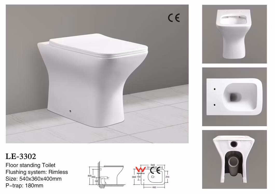 Back to Wall Flush Toilet Black Color Watermark Toilet Water Closet 2280-as