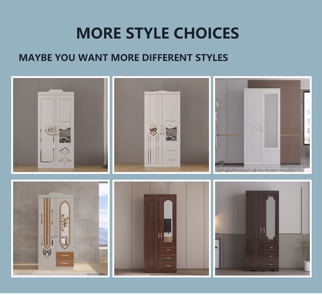 2023 New Simple Design Bedroom Wardrobe Double Wardrobe with Mirror